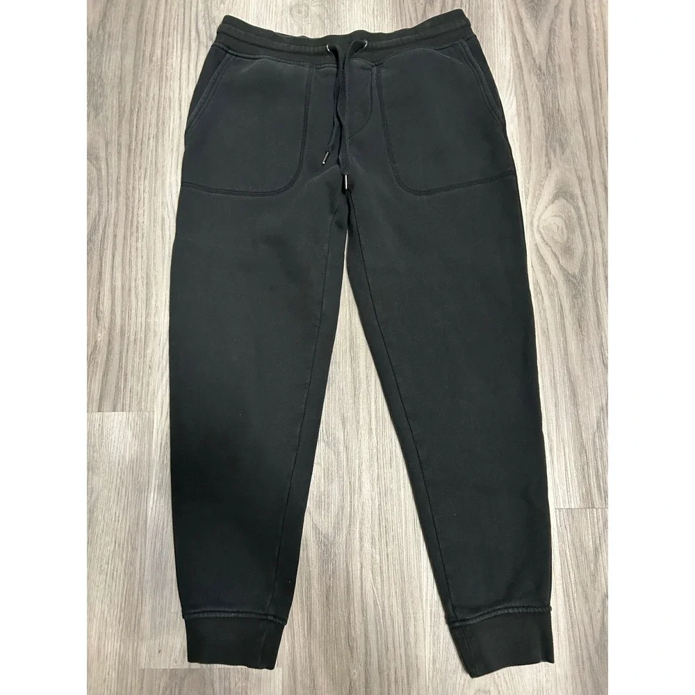 Banana Republic Mens Fleece Jogger Sweatpants Cotton Poly M Black Solid Pockets